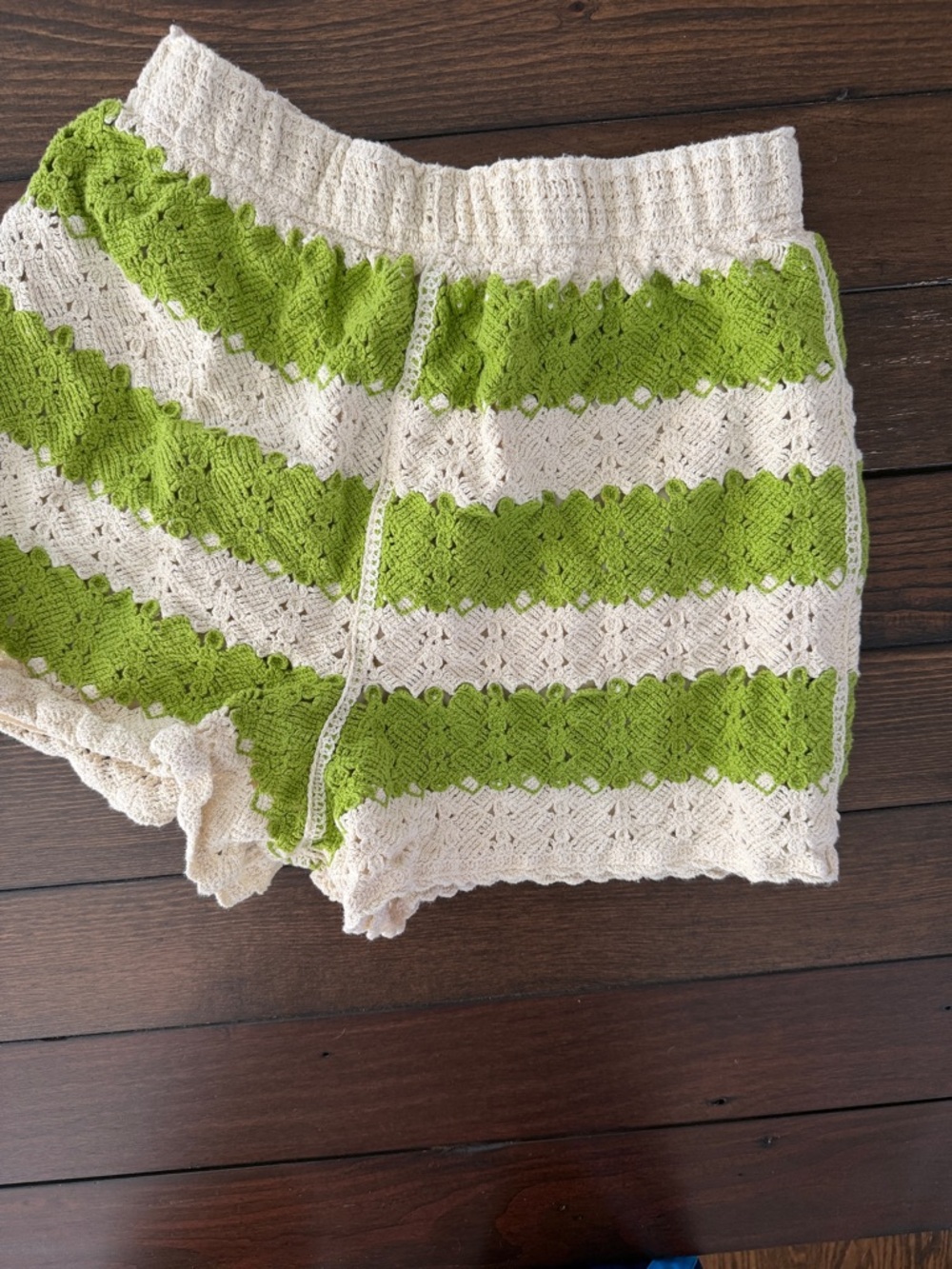 Rebellion Crochet Shorts Green Size Small Boho Festival Lined High Waist nwot